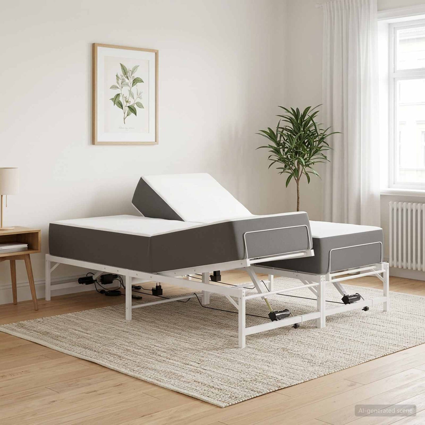 Elektrisch Verstelbaar Bedframe Wit 140 x 190 cm Staal