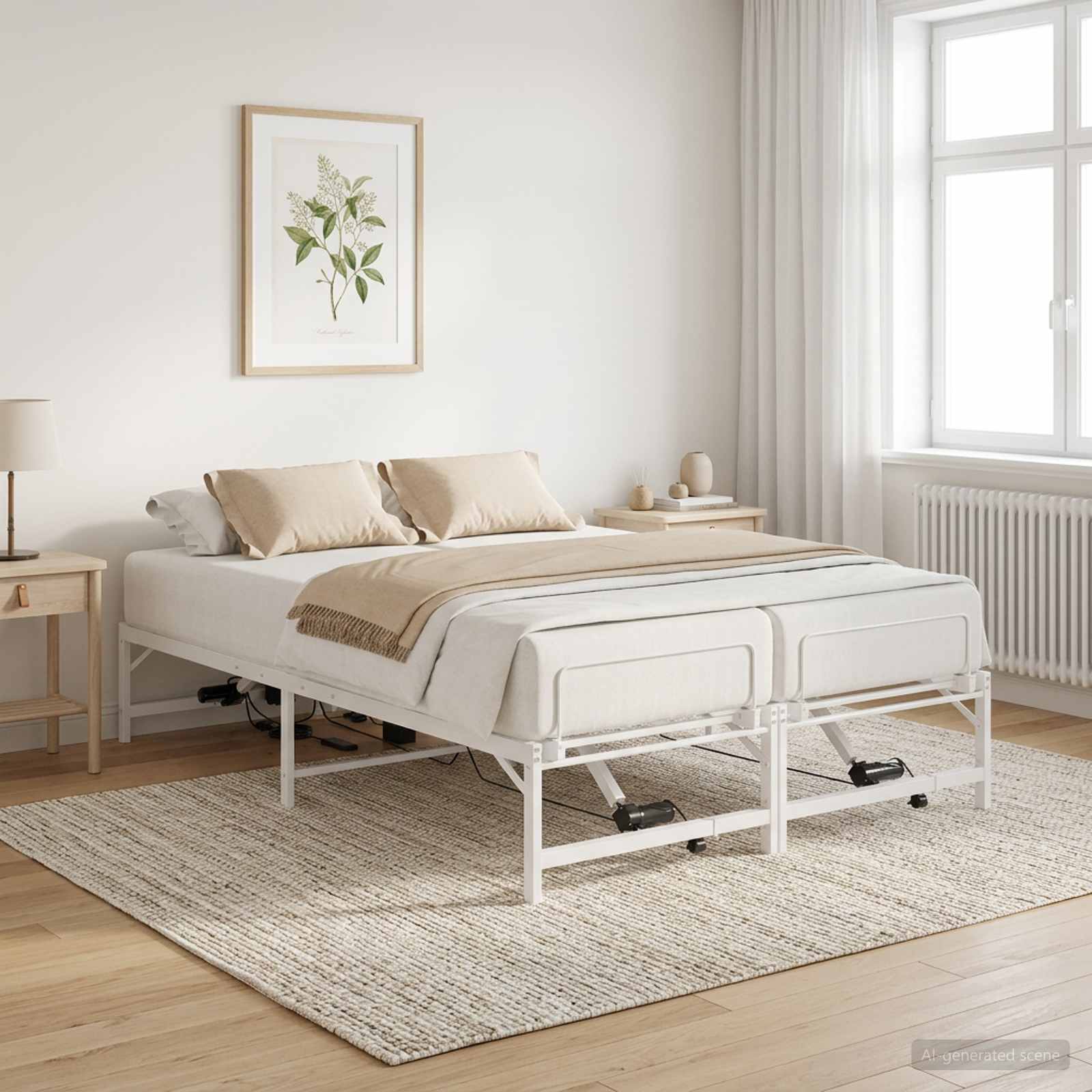 Elektrisch Verstelbaar Bedframe Wit 140 x 190 cm Staal