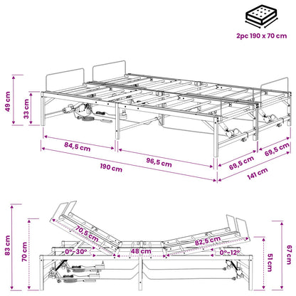 Elektrisch Verstelbaar Bedframe Wit 140 x 190 cm Staal