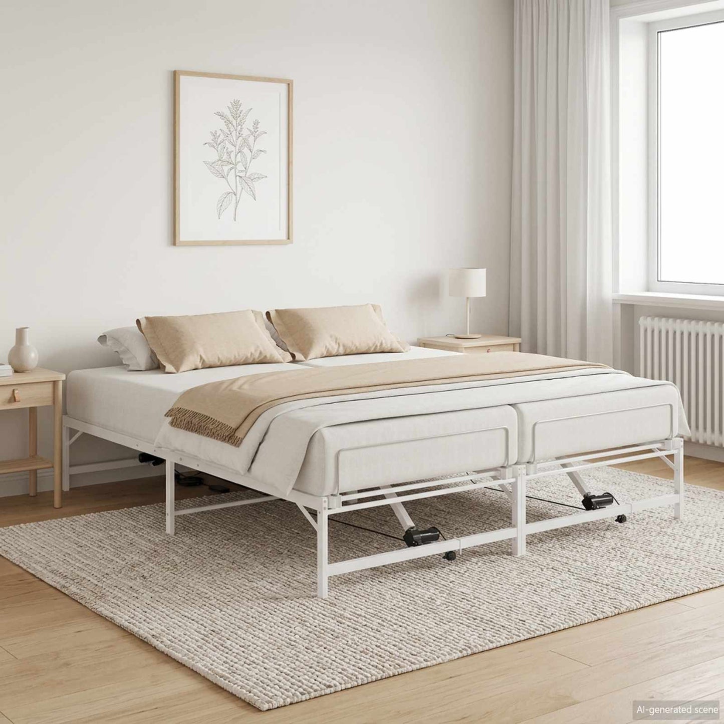 Elektrisch Verstelbaar Bedframe Wit 193 x 200 cm Staal