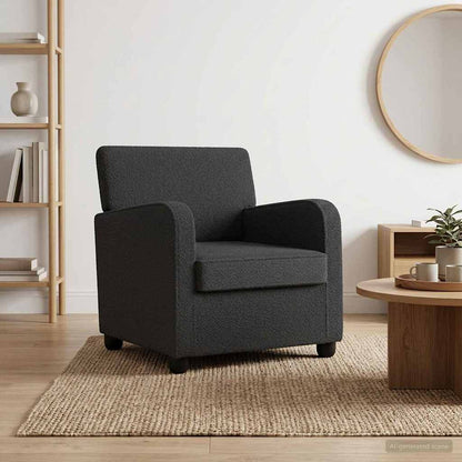 Fauteuil Donkergrijs Kunstlamswol