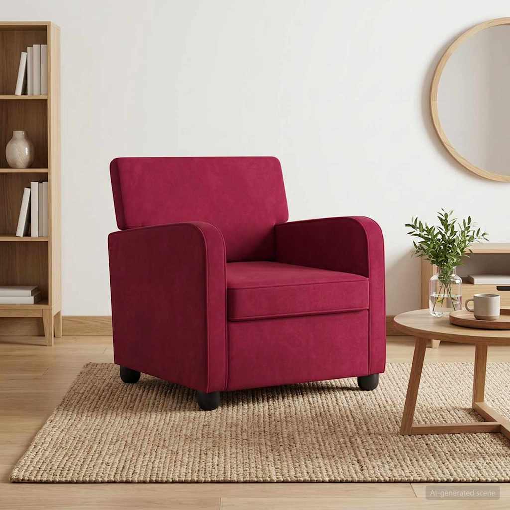 Fauteuil Wijnrood fluweel