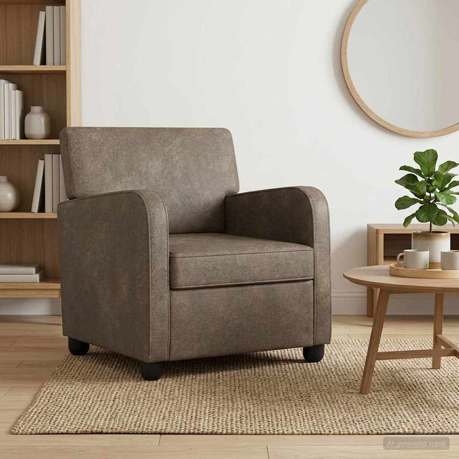 Fauteuil Donkergrijs Nep Suede Leer