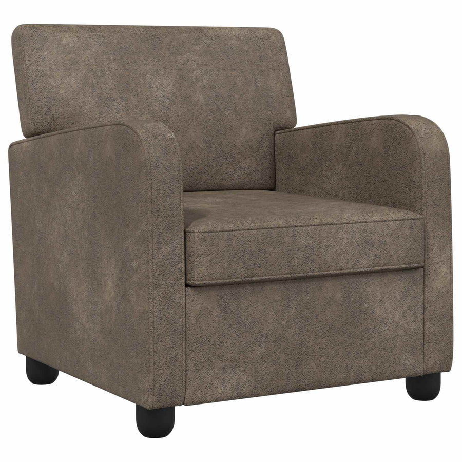 Fauteuil Donkergrijs Nep Suede Leer