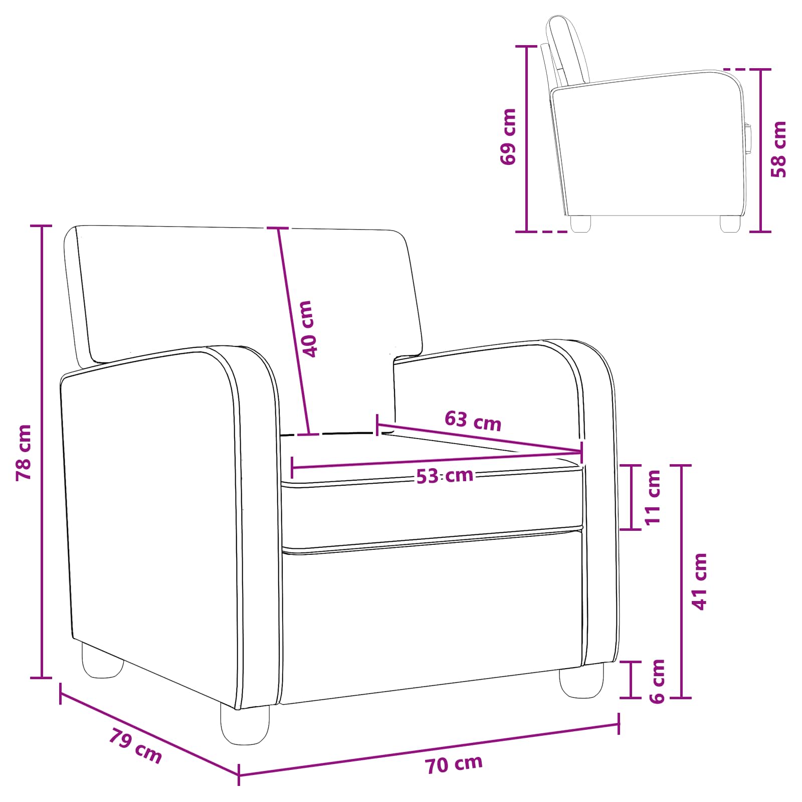 Fauteuil Donkergrijs Nep Suede Leer