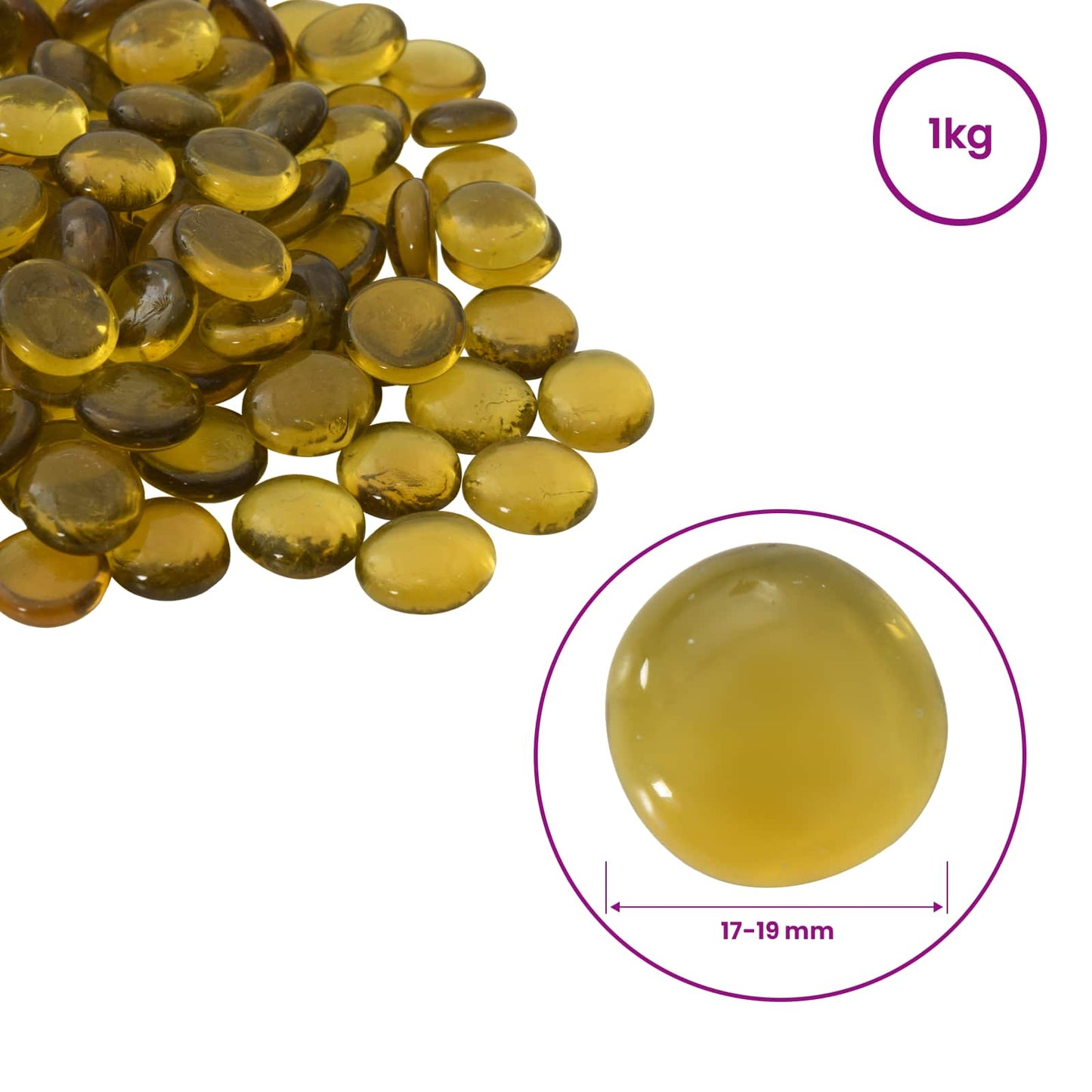 Glasnugget 17-19 mm Geel Glas
