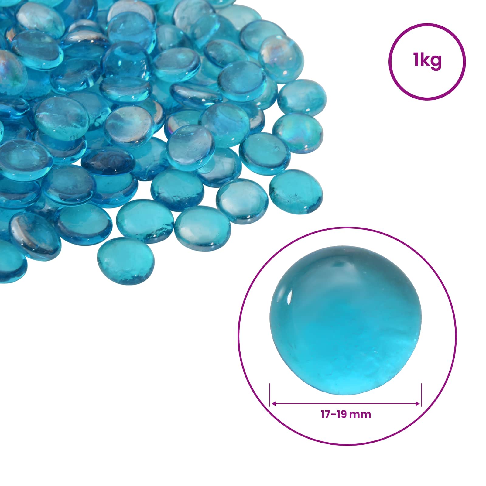 Glasnugget 17-19 mm Aqua blauw Glas