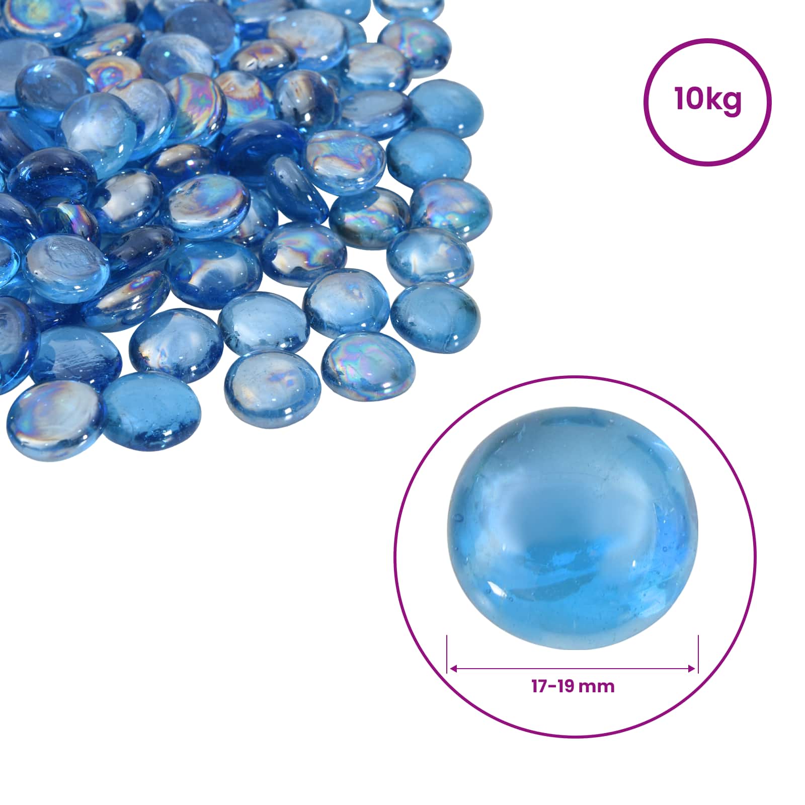Glasnugget 17-19 mm Licht kobaltblauw Glas