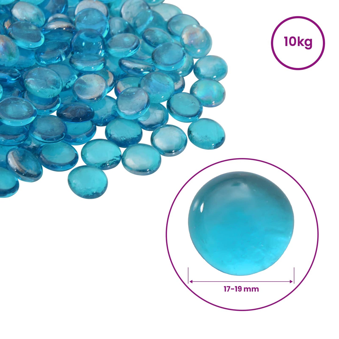 Glasnugget 17-19 mm Aqua blauw Glas