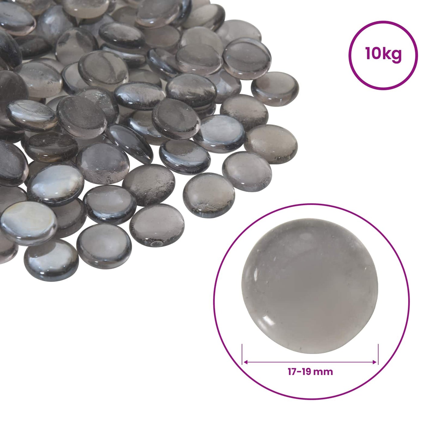 Glasnugget 17-19 mm Paarsgrijs Glas