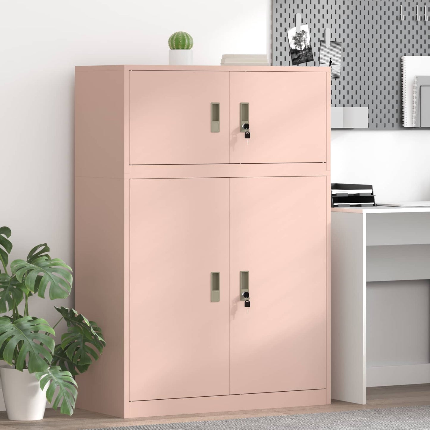 Opbergkast 2 st Roze 90 x 40 x 130 cm Staal Vergrendelbaar