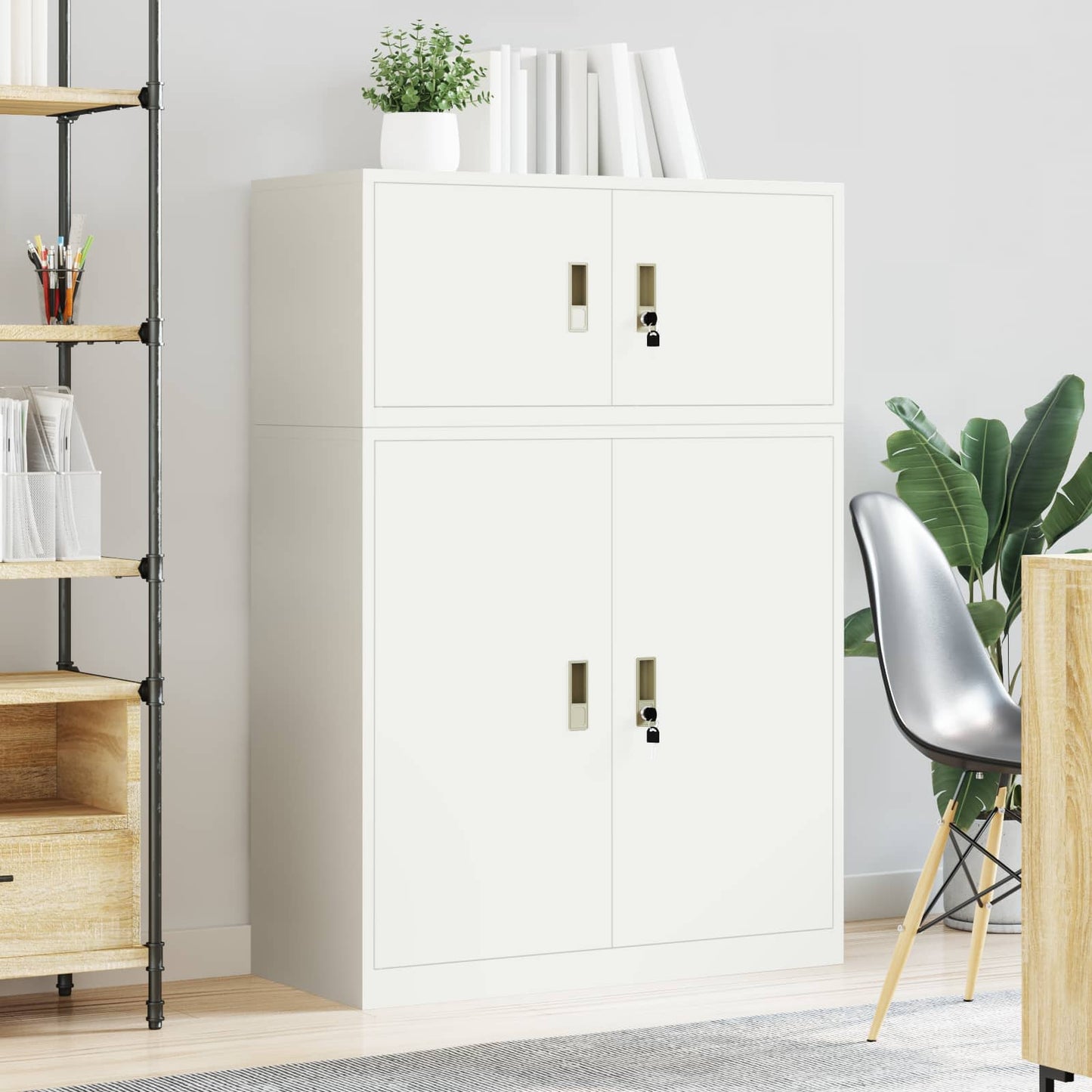 Opbergkast 2 st Wit 90 x 40 x 130 cm Staal Vergrendelbaar