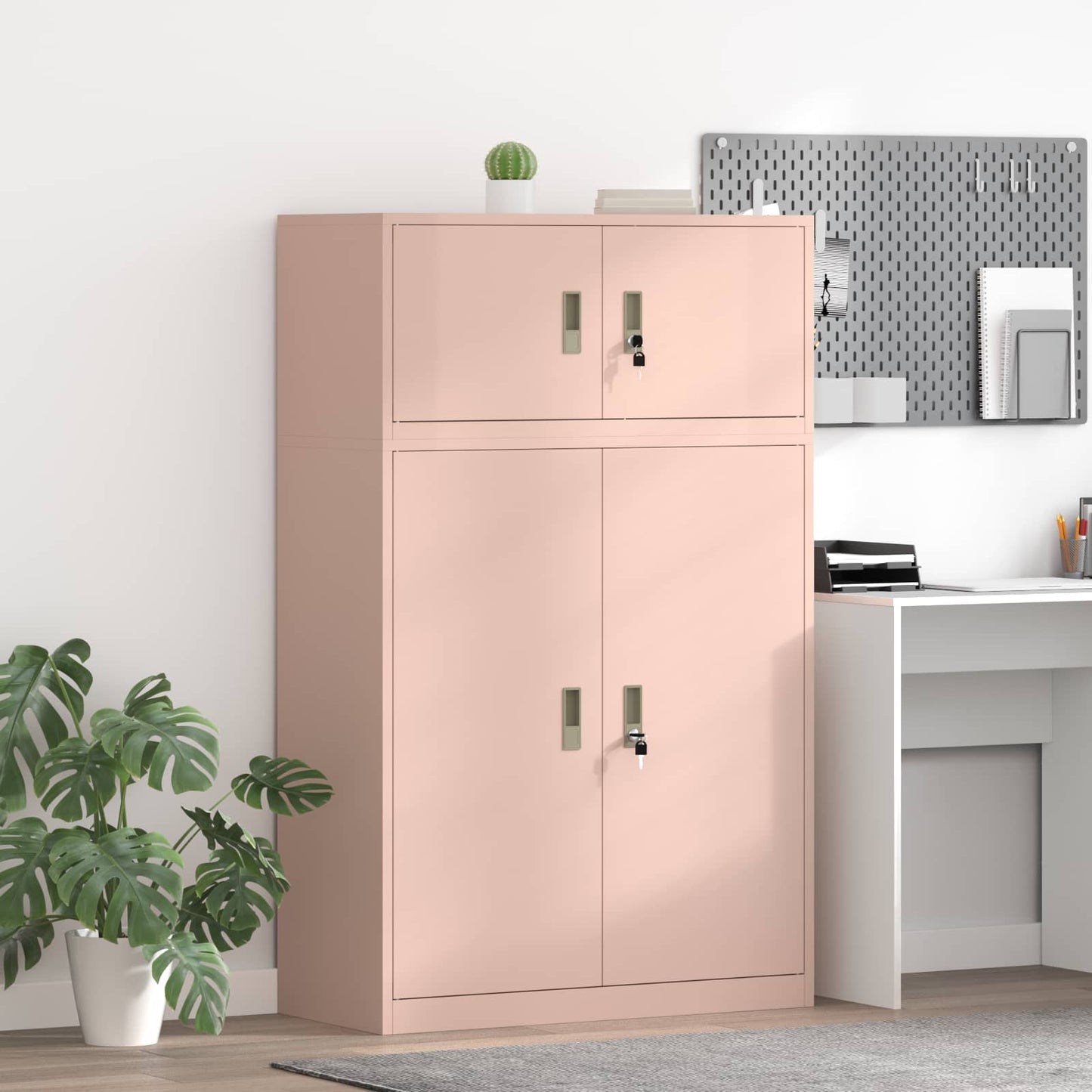 Opbergkast 2 st Roze 90 x 40 x 145 cm Staal Vergrendelbaar