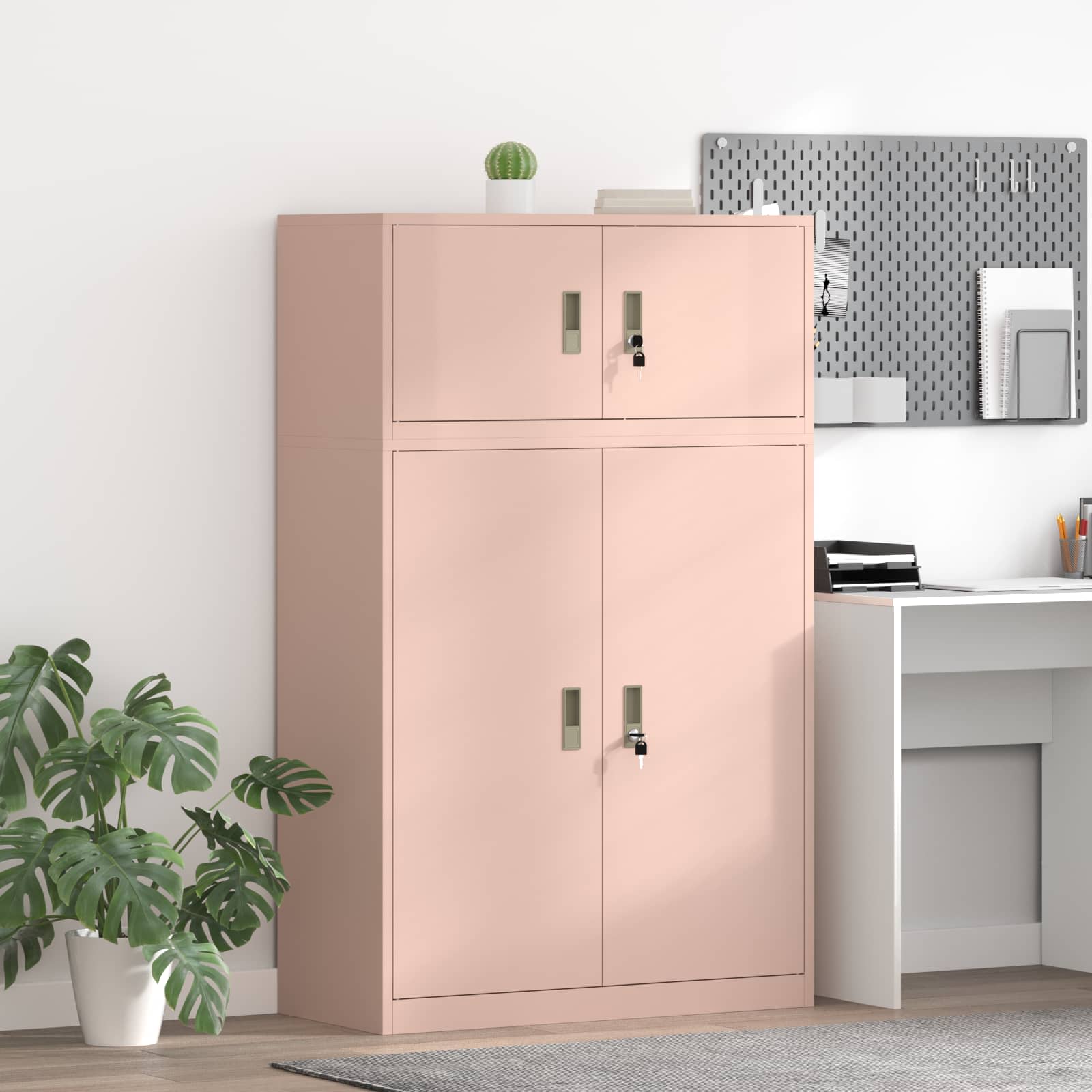 Opbergkast 2 st Roze 90 x 40 x 145 cm Staal Vergrendelbaar