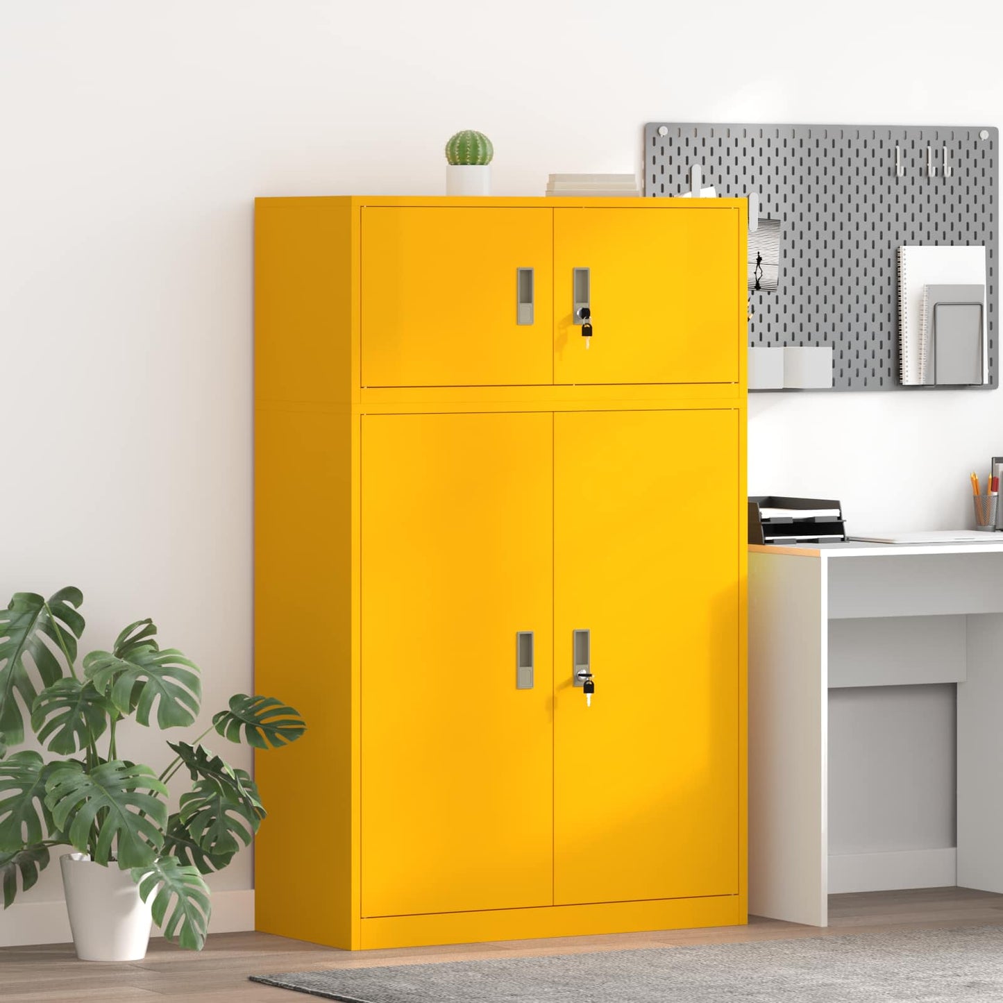 Opbergkast 2 st Mosterdgeel 90 x 40 x 145 cm Staal