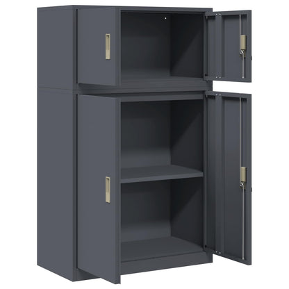Opbergkast 2 st Antraciet 80 x 40 x 130 cm Staal Vergrendelbaar