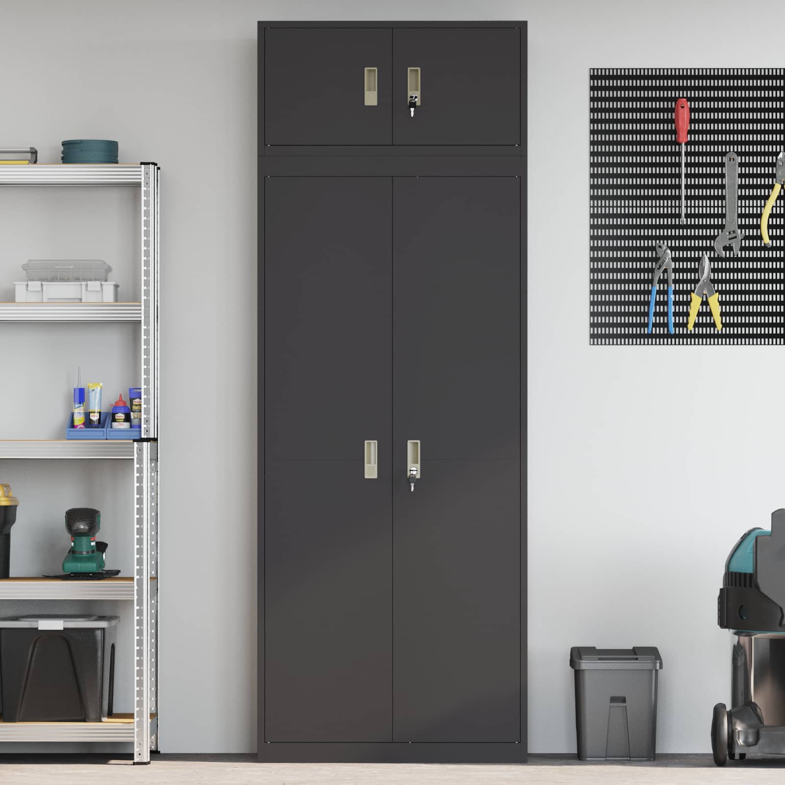 Opbergkast 2 st Zwart 80 x 40 x 220 cm Staal Vergrendelbaar