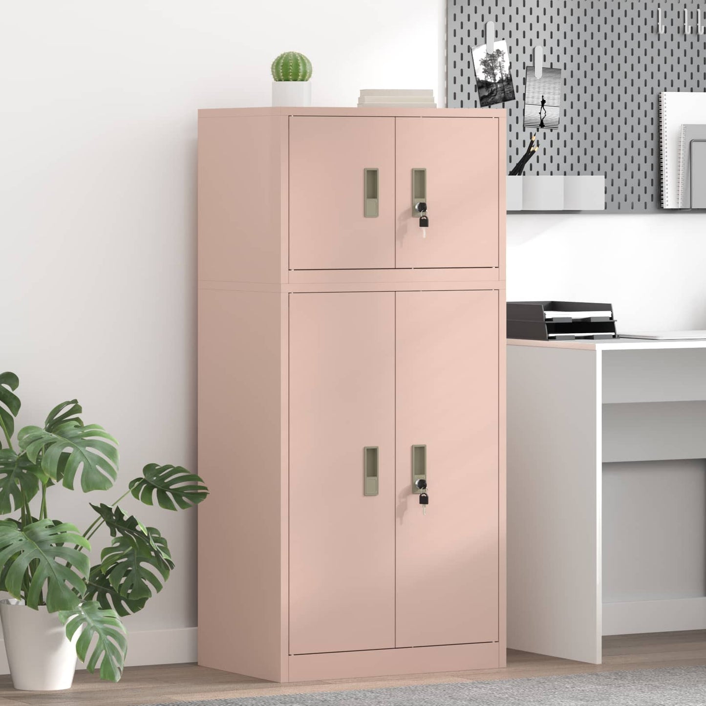 Opbergkast 2 st Roze 60 x 40 x 130 cm Staal Vergrendelbaar