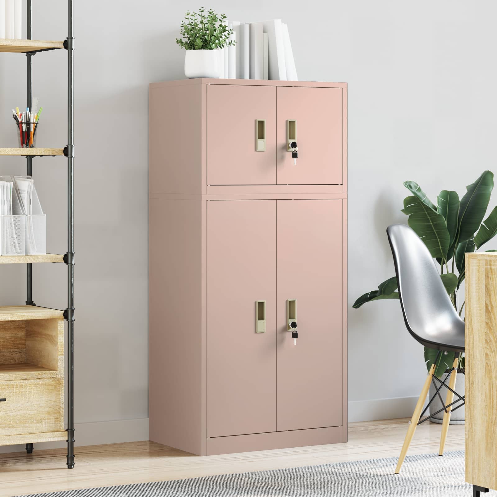 Opbergkast 2 st Roze 60 x 40 x 130 cm Staal Vergrendelbaar