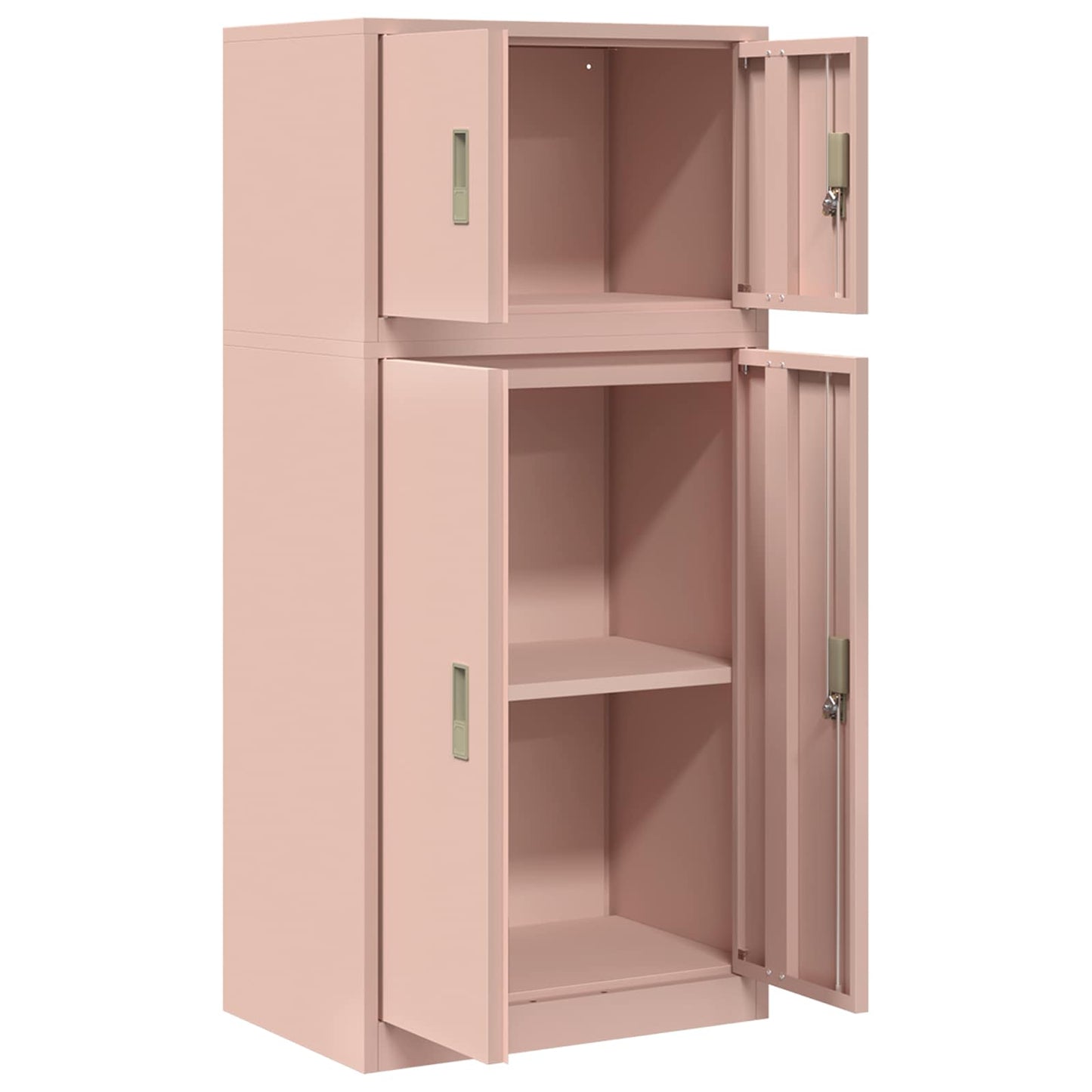 Opbergkast 2 st Roze 60 x 40 x 130 cm Staal Vergrendelbaar