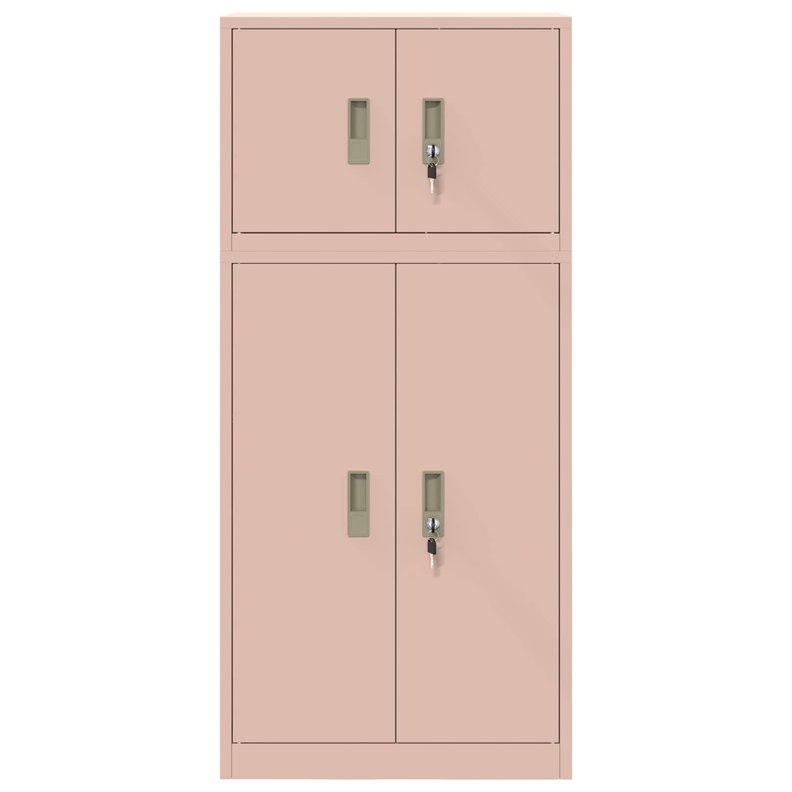 Opbergkast 2 st Roze 60 x 40 x 130 cm Staal Vergrendelbaar