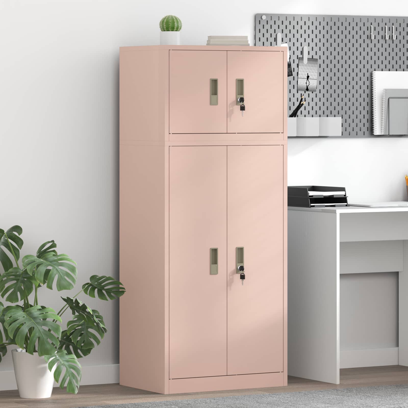 Opbergkast 2 st Roze 60 x 40 x 145 cm Staal Vergrendelbaar