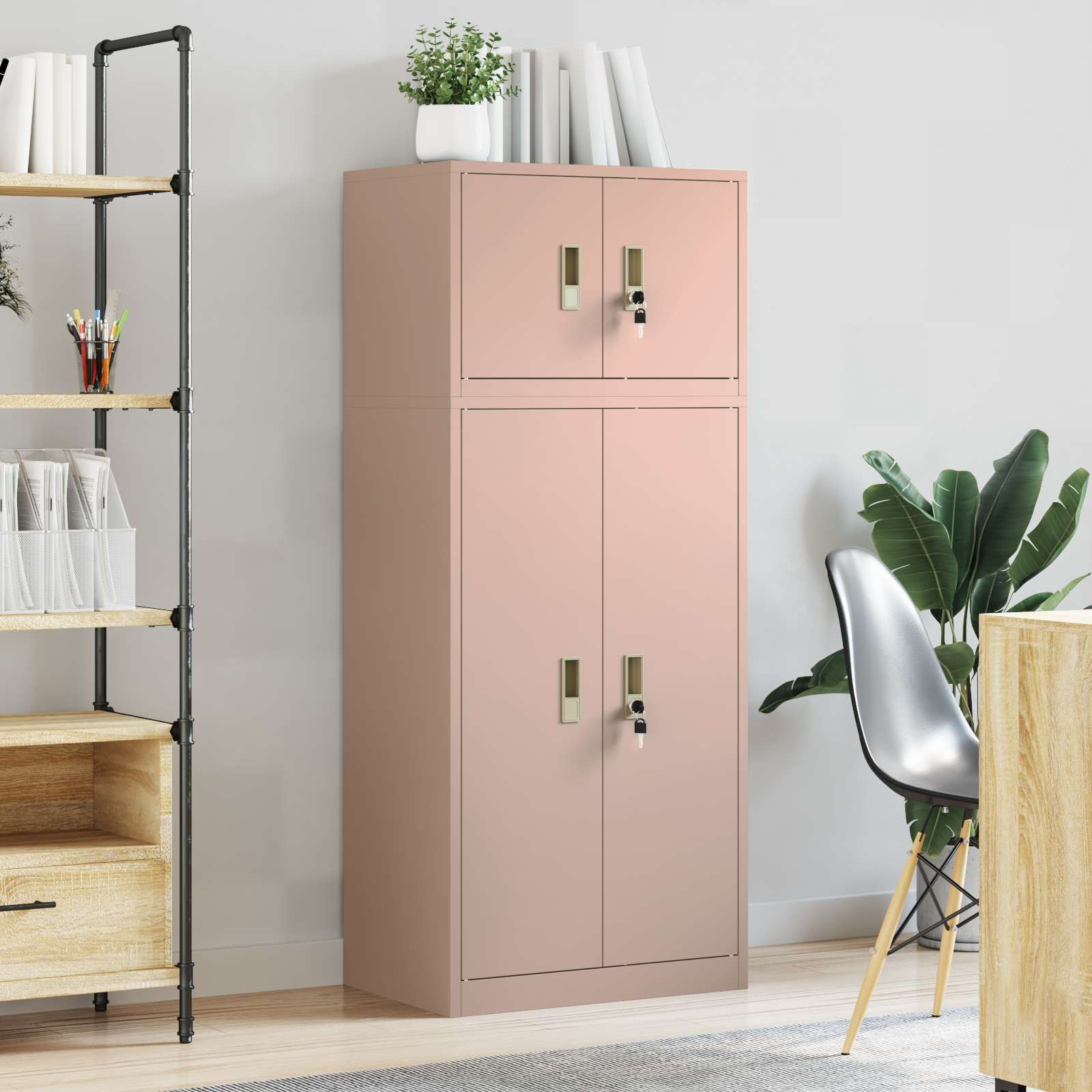 Opbergkast 2 st Roze 60 x 40 x 145 cm Staal Vergrendelbaar