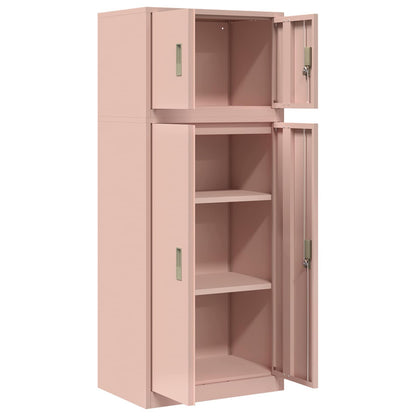 Opbergkast 2 st Roze 60 x 40 x 145 cm Staal Vergrendelbaar