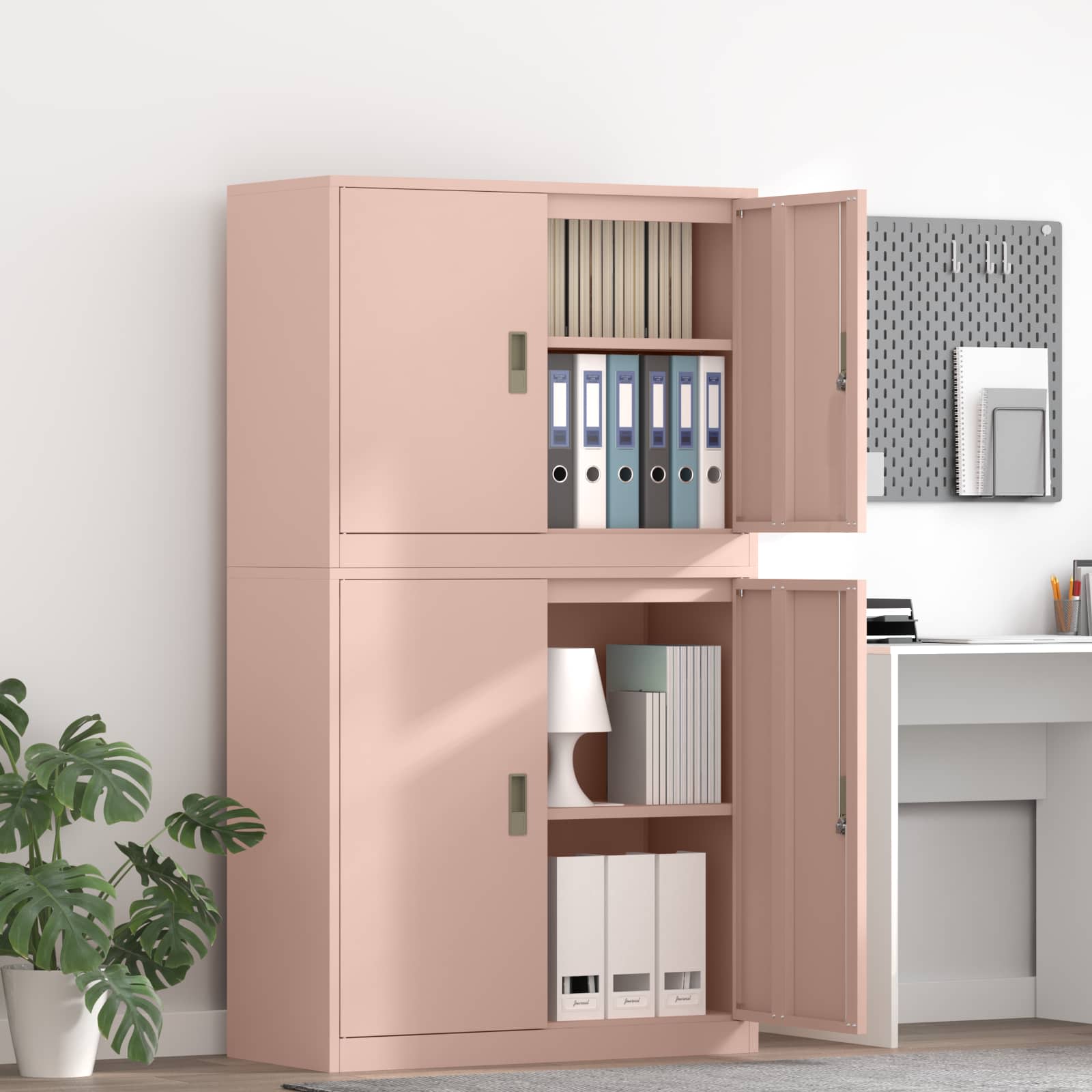 Opbergkast 2 st Roze 90 x 40 x 160 cm Staal Vergrendelbaar