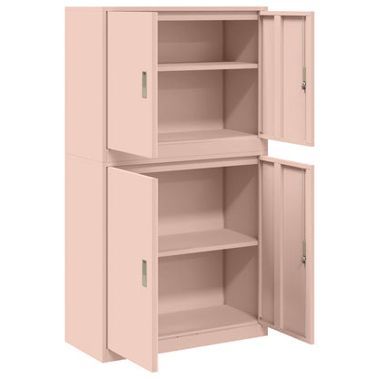 Opbergkast 2 st Roze 90 x 40 x 160 cm Staal Vergrendelbaar