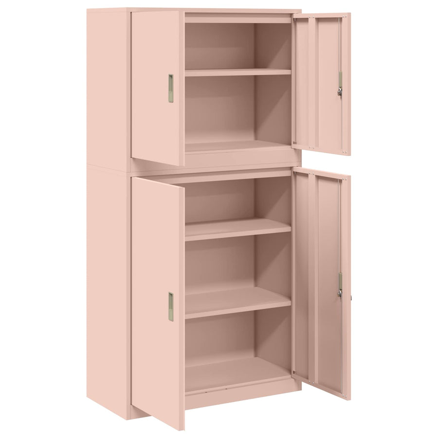 Opbergkast 2 st Roze 90 x 40 x 175 cm Staal Vergrendelbaar