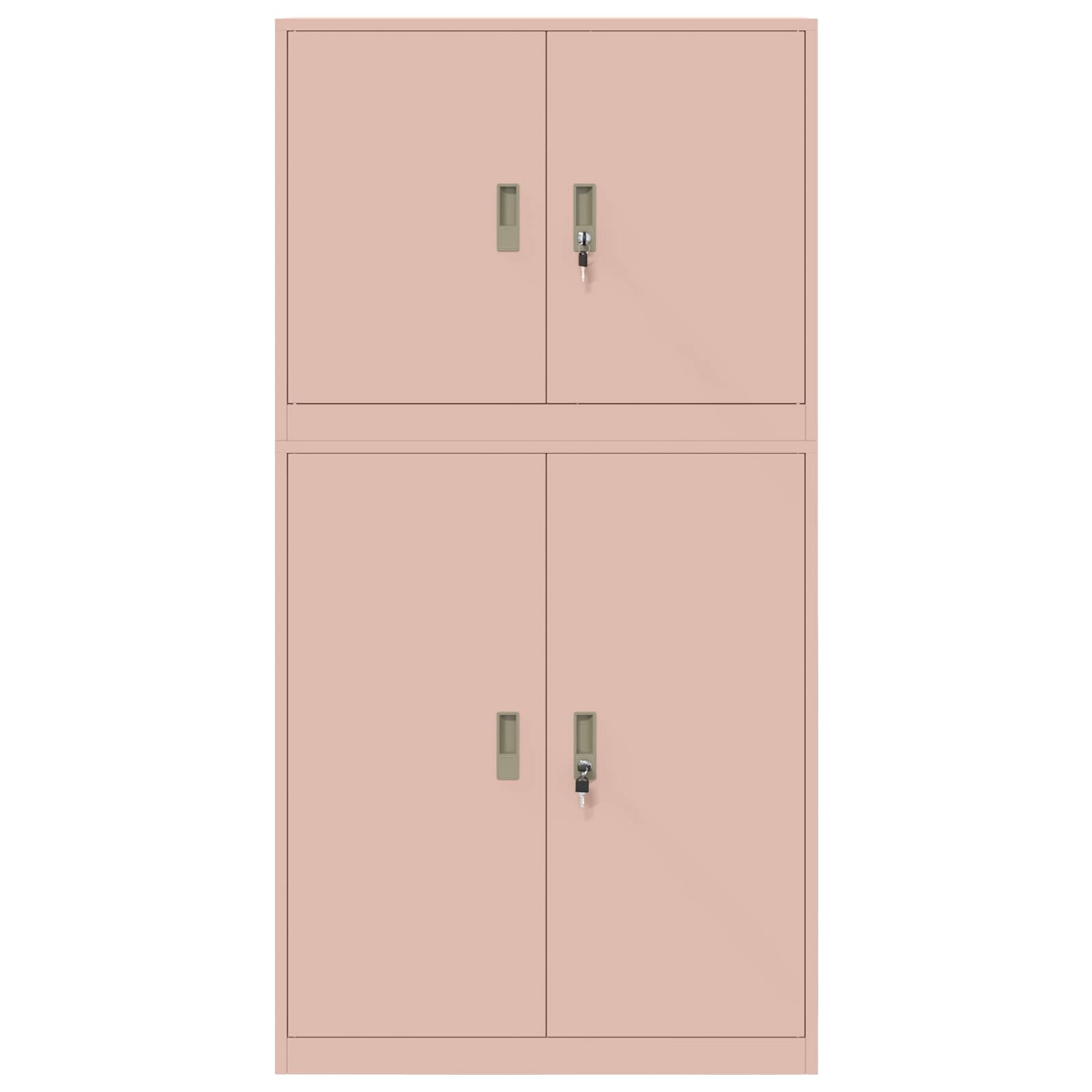 Opbergkast 2 st Roze 90 x 40 x 175 cm Staal Vergrendelbaar