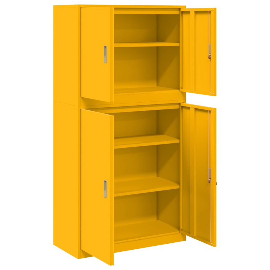 Opbergkast 2 st Mosterdgeel 90 x 40 x 175 cm Staal