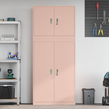 Opbergkast 2 st Roze 90 x 40 x 210 cm Staal Vergrendelbaar