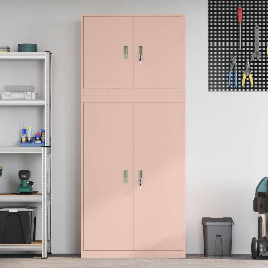 Opbergkast 2 st Roze 90 x 40 x 210 cm Staal Vergrendelbaar