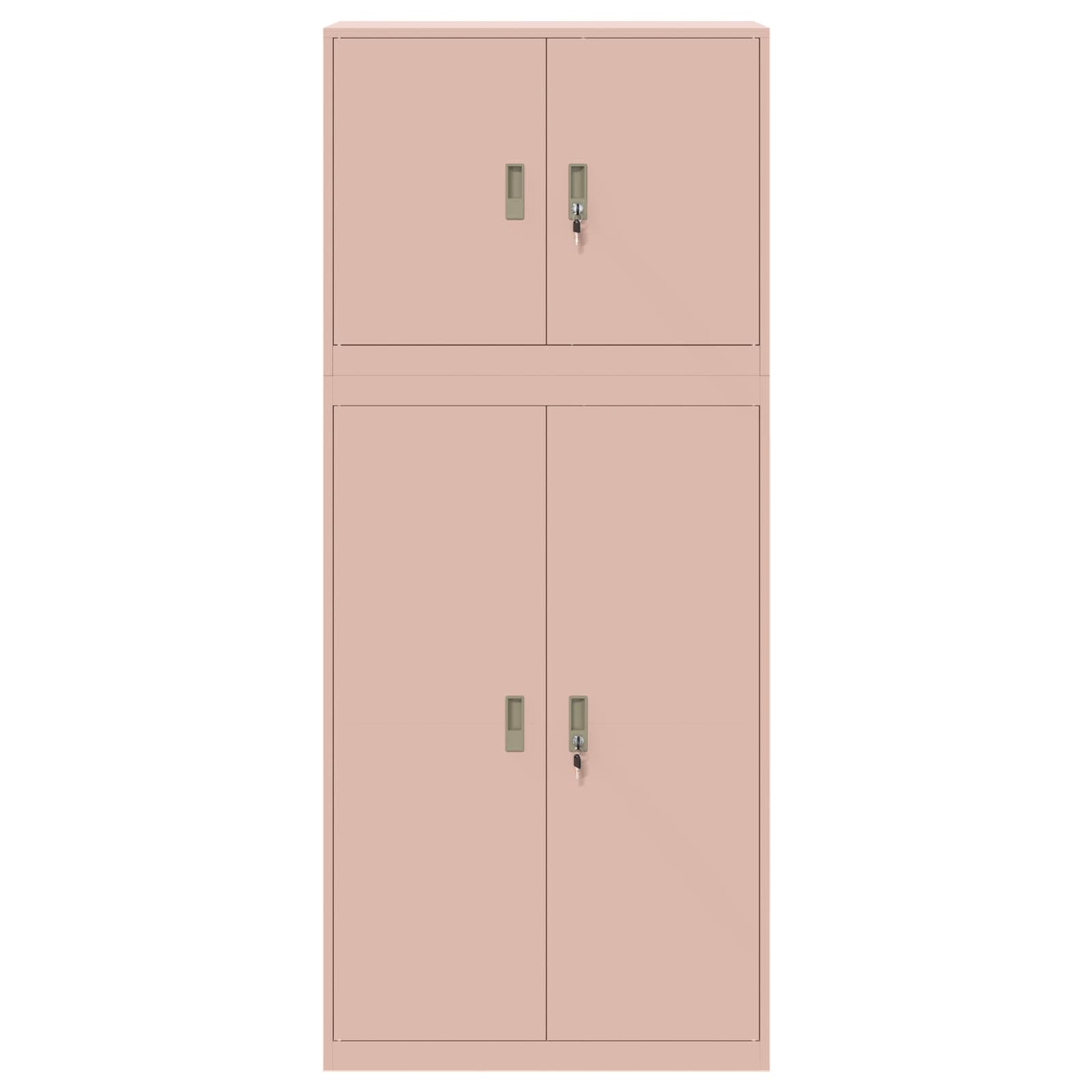 Opbergkast 2 st Roze 90 x 40 x 210 cm Staal Vergrendelbaar