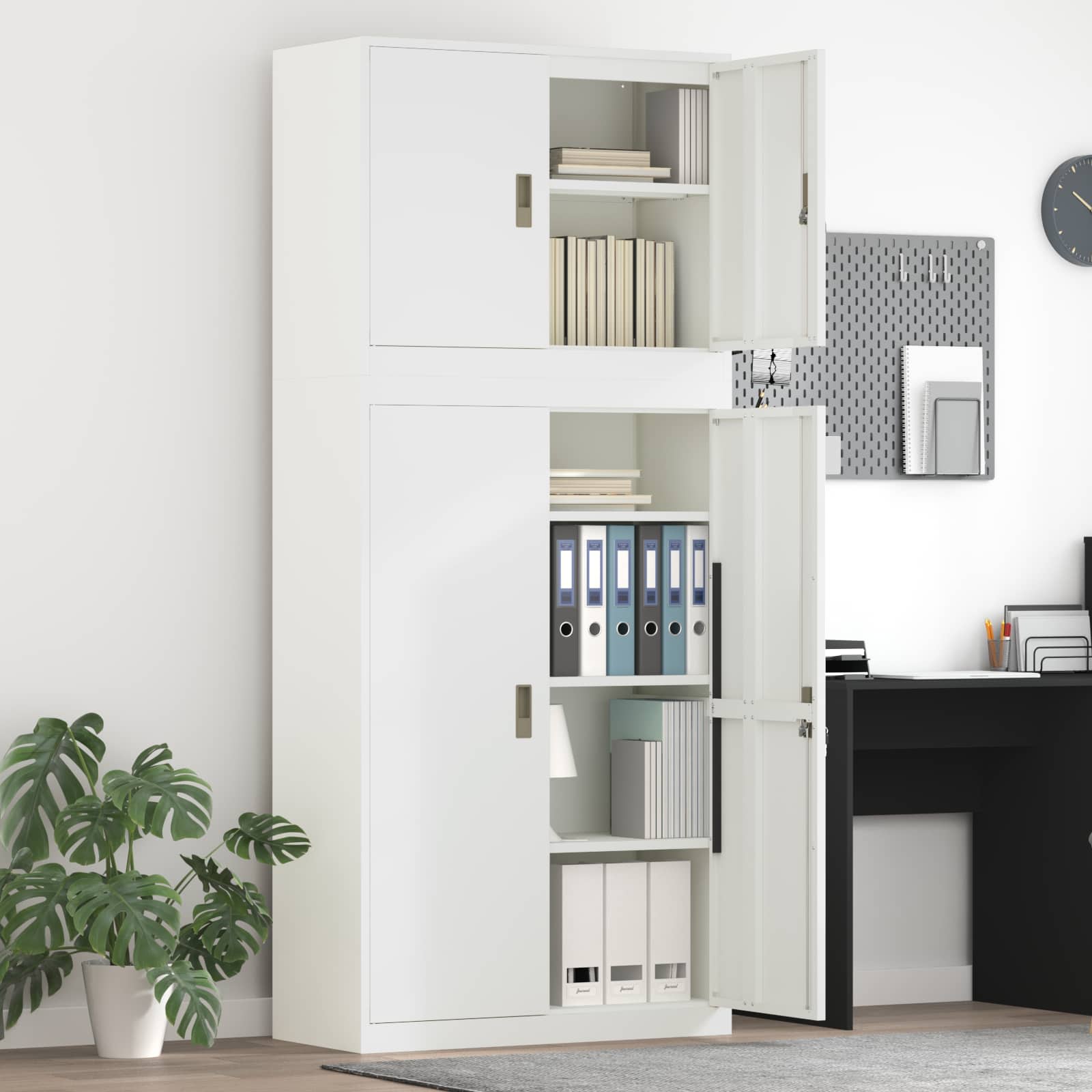 Opbergkast 2 st Wit 90 x 40 x 210 cm Staal Vergrendelbaar