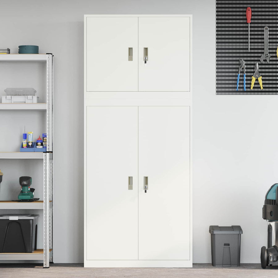 Opbergkast 2 st Wit 90 x 40 x 210 cm Staal Vergrendelbaar
