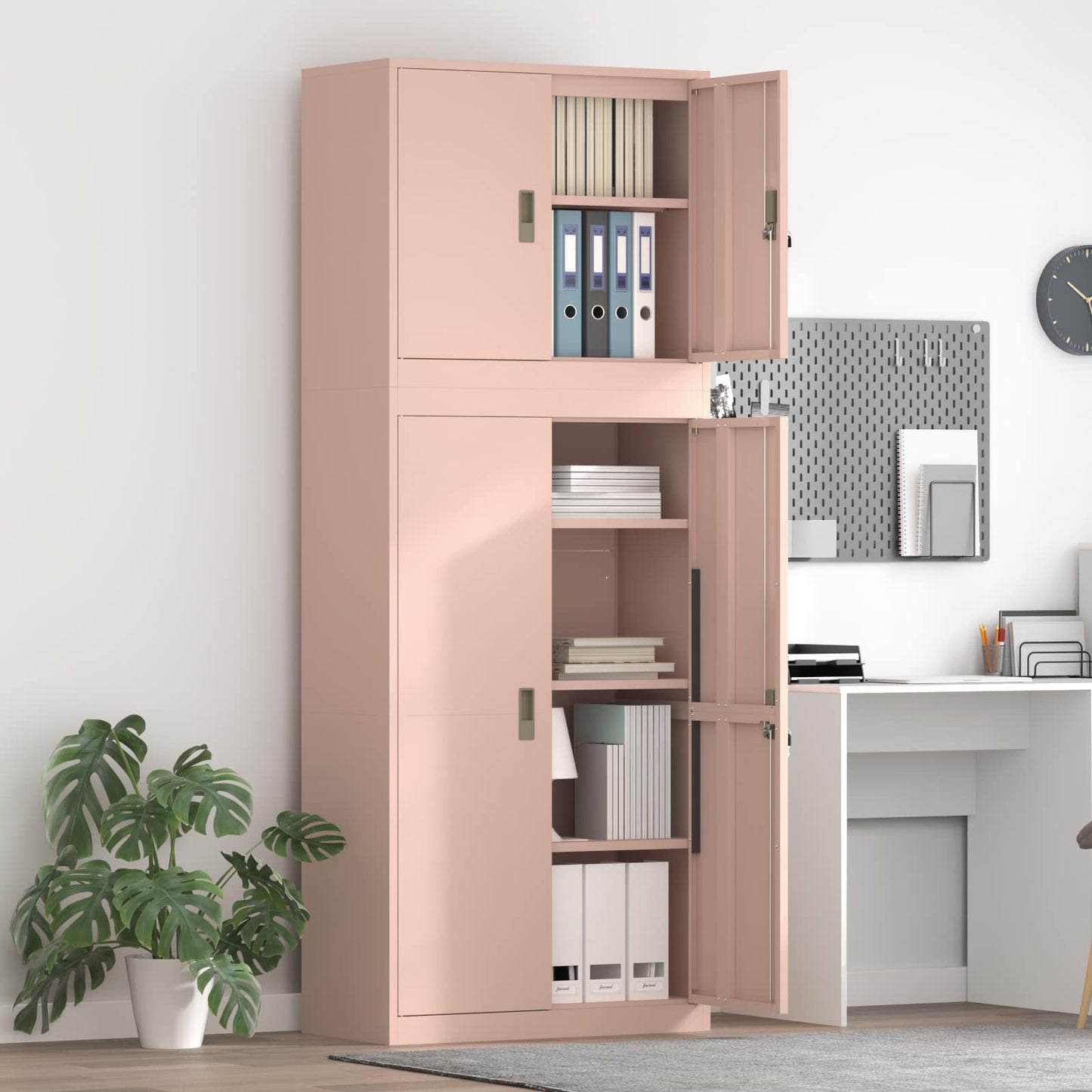 Opbergkast 2 st Roze 80 x 40 x 210 cm Staal Vergrendelbaar