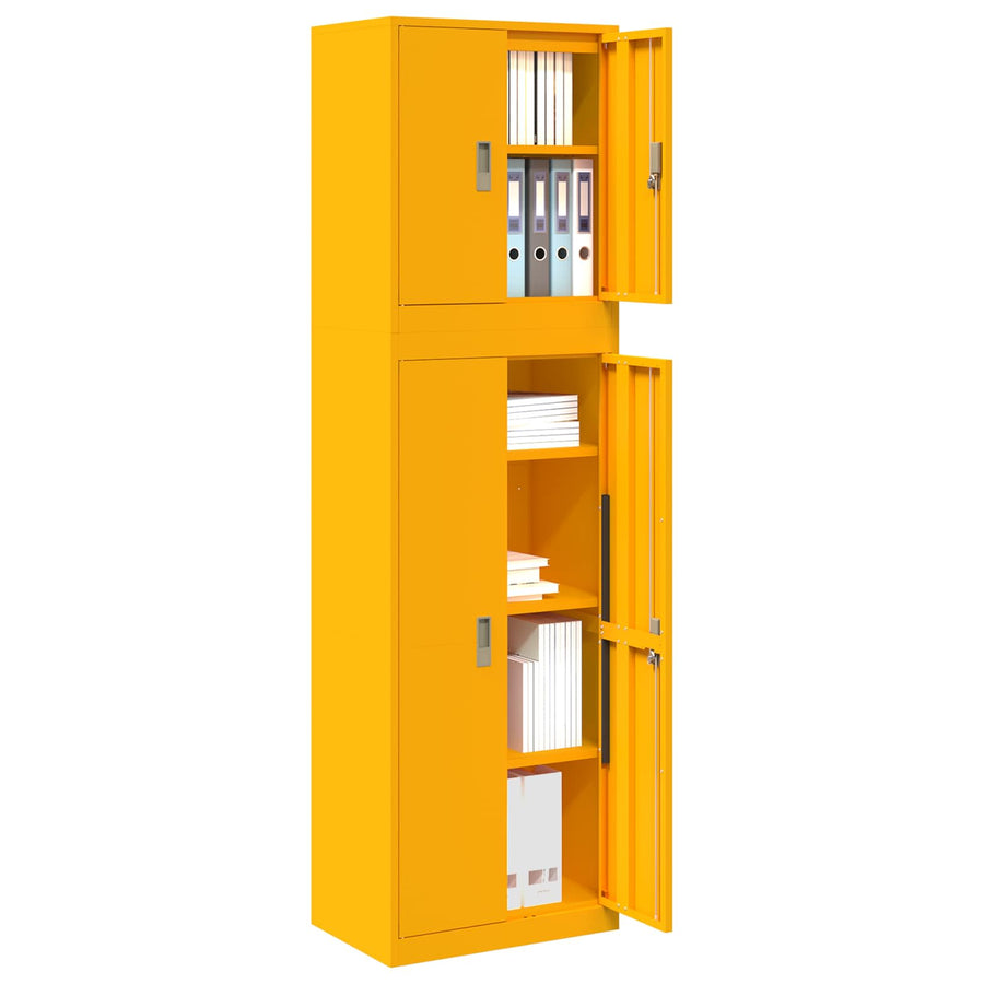 Opbergkast 2 st Mosterdgeel 60 x 40 x 210 cm Staal