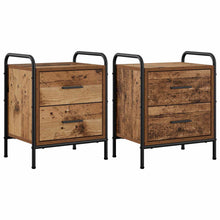 Nachtkastje 2 st Eikenhout 40 x 30 x 50 cm Bewerkt hout
