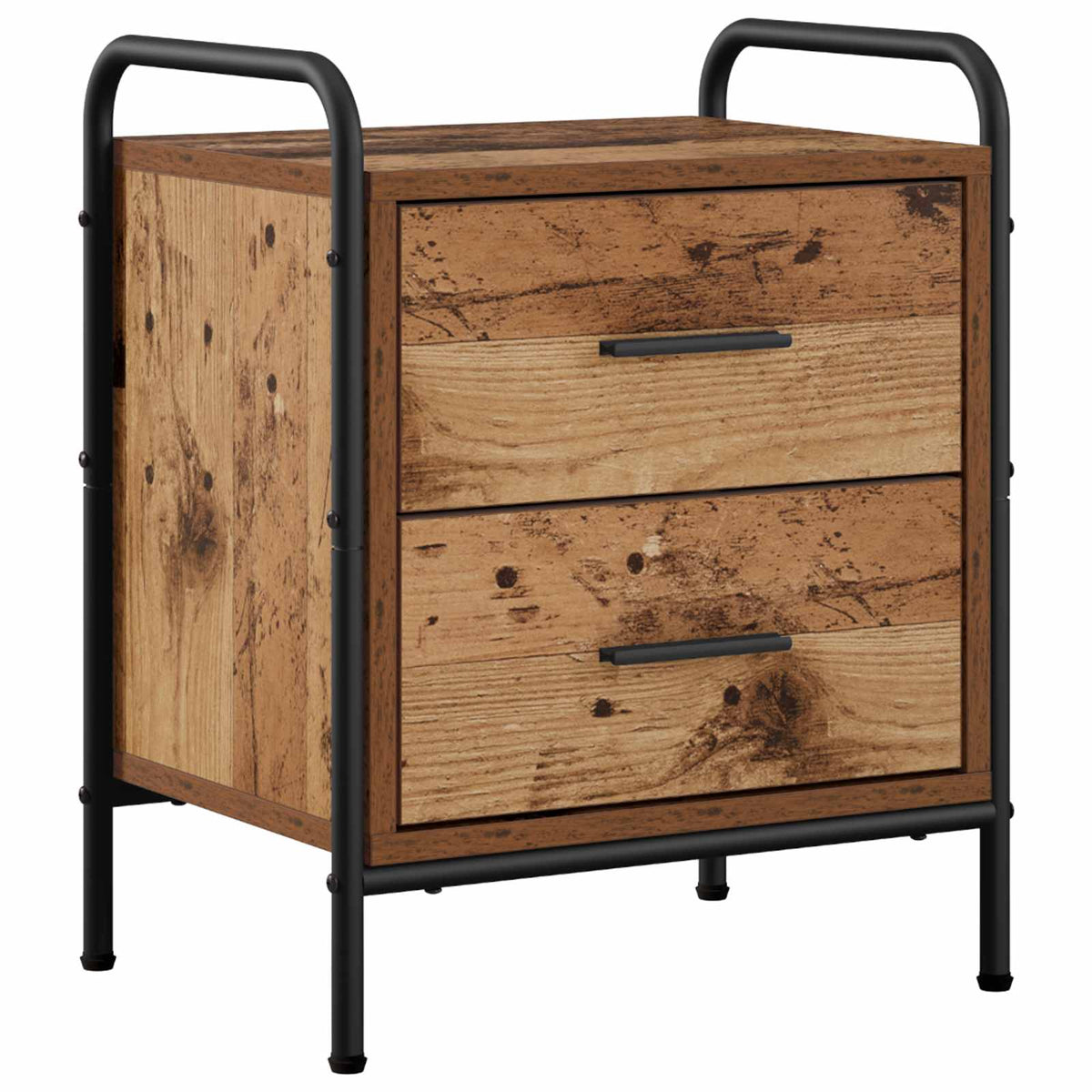 Nachtkastje 2 st Eikenhout 40 x 30 x 50 cm Bewerkt hout