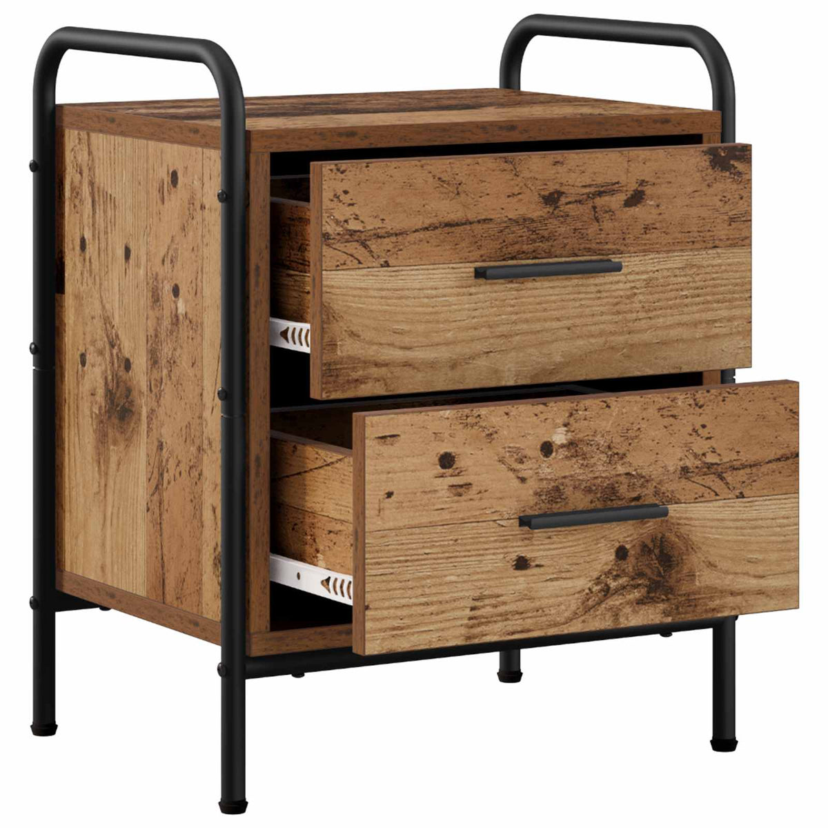 Nachtkastje 2 st Eikenhout 40 x 30 x 50 cm Bewerkt hout