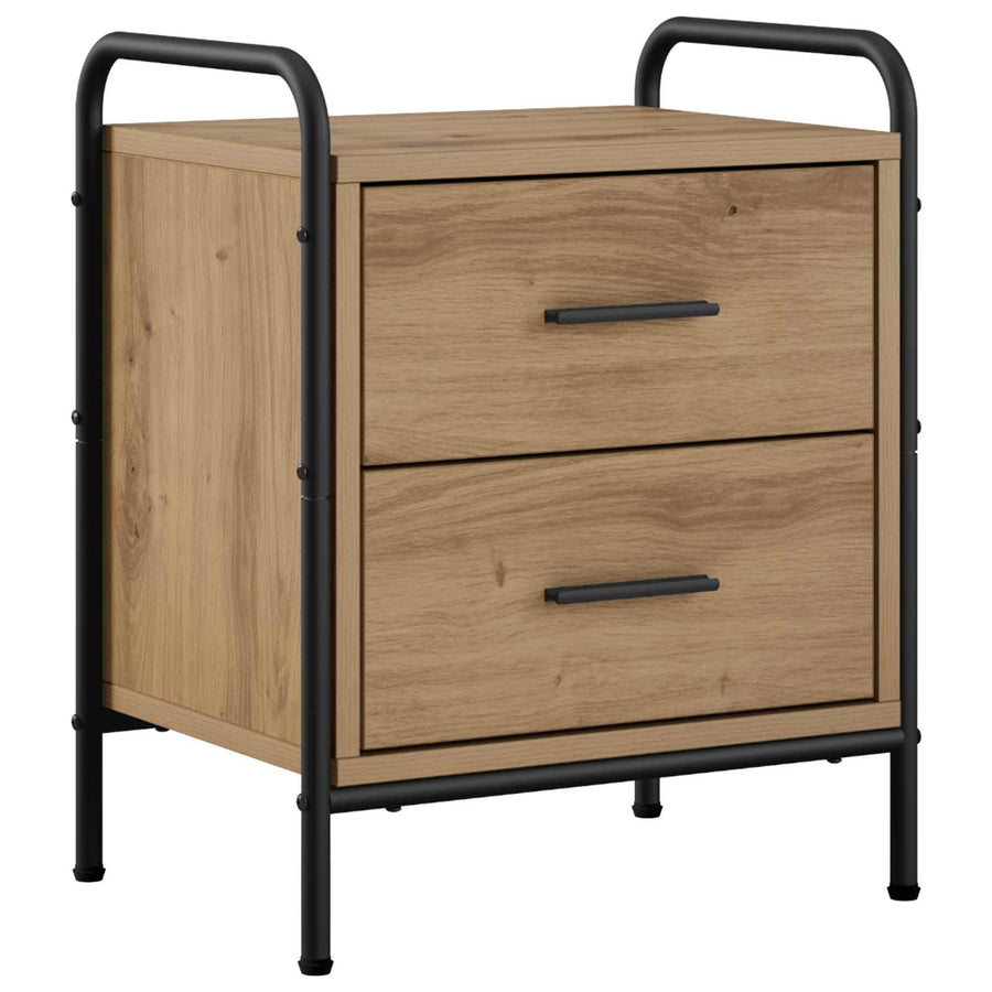 Nachtkastje Artisanaal eiken 40 x 30 x 50 cm Bewerkt hout