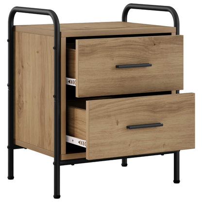 Nachtkastje Artisanaal eiken 40 x 30 x 50 cm Bewerkt hout