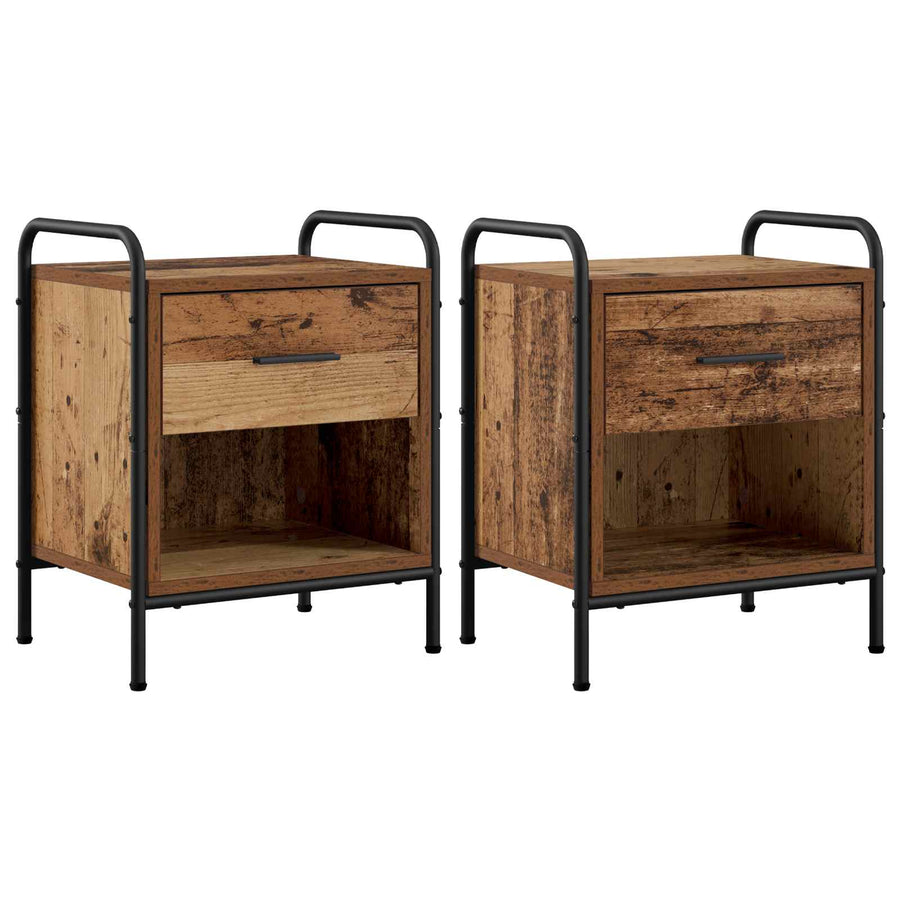 Nachtkastje 2 st Oud hout 40 x 30 x 50 cm Bewerkt hout