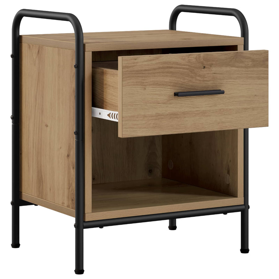 Nachtkastje Artisanaal eiken 40 x 30 x 50 cm Bewerkt hout