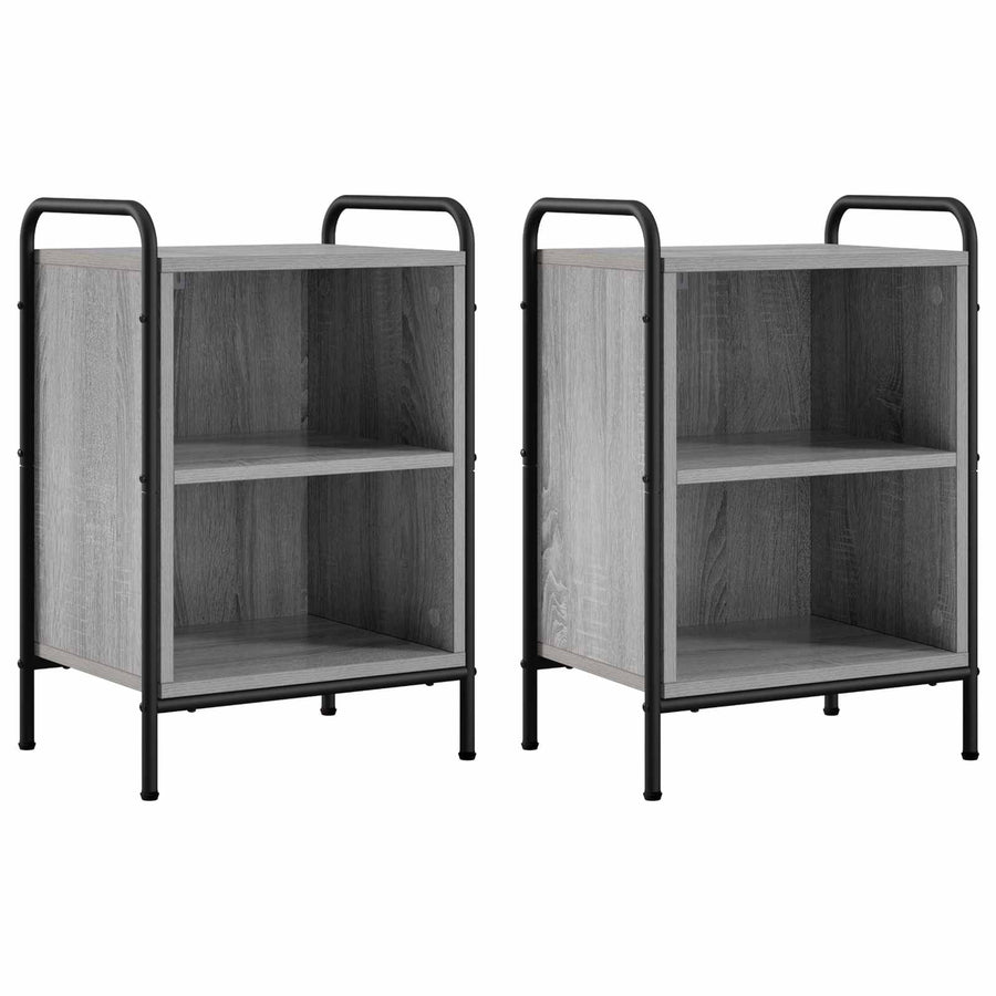 Nachtkastje 2 st Grijs Sonoma 40 x 30 x 60 cm Bewerkt hout