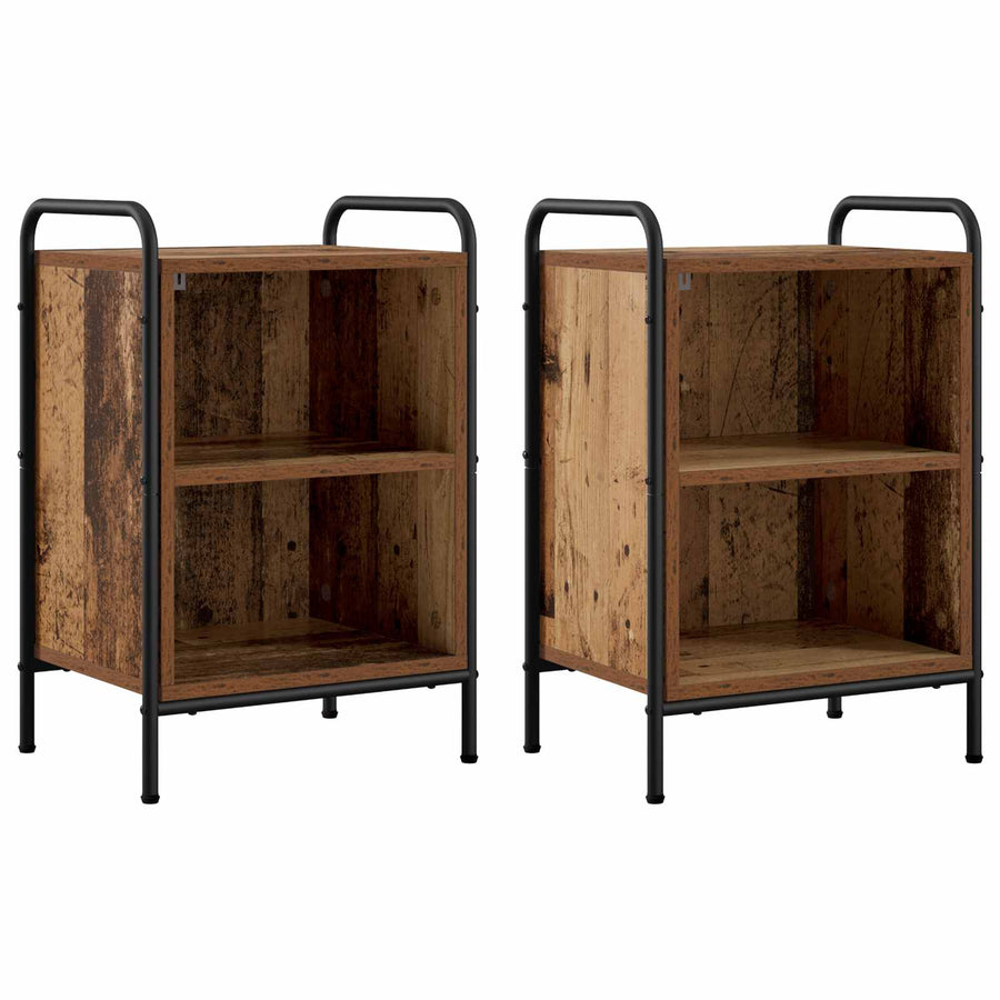 Nachtkastje 2 st Oud hout 40 x 30 x 60 cm Bewerkt hout