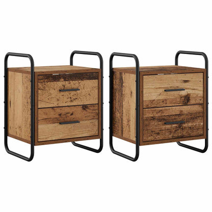 Hangend nachtkastje 2 st Oud hout 40 x 30 x 50 cm Bewerkt hout